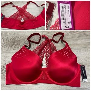 NWT  Ambrielle | Red Plunge Full Figure Front Closure Push-Up Bra -Size 38DD